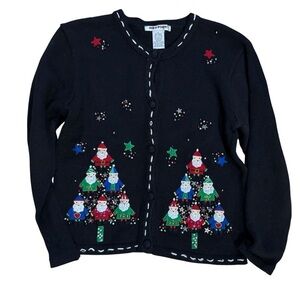 Holiday Time Black Christmas Cardigan